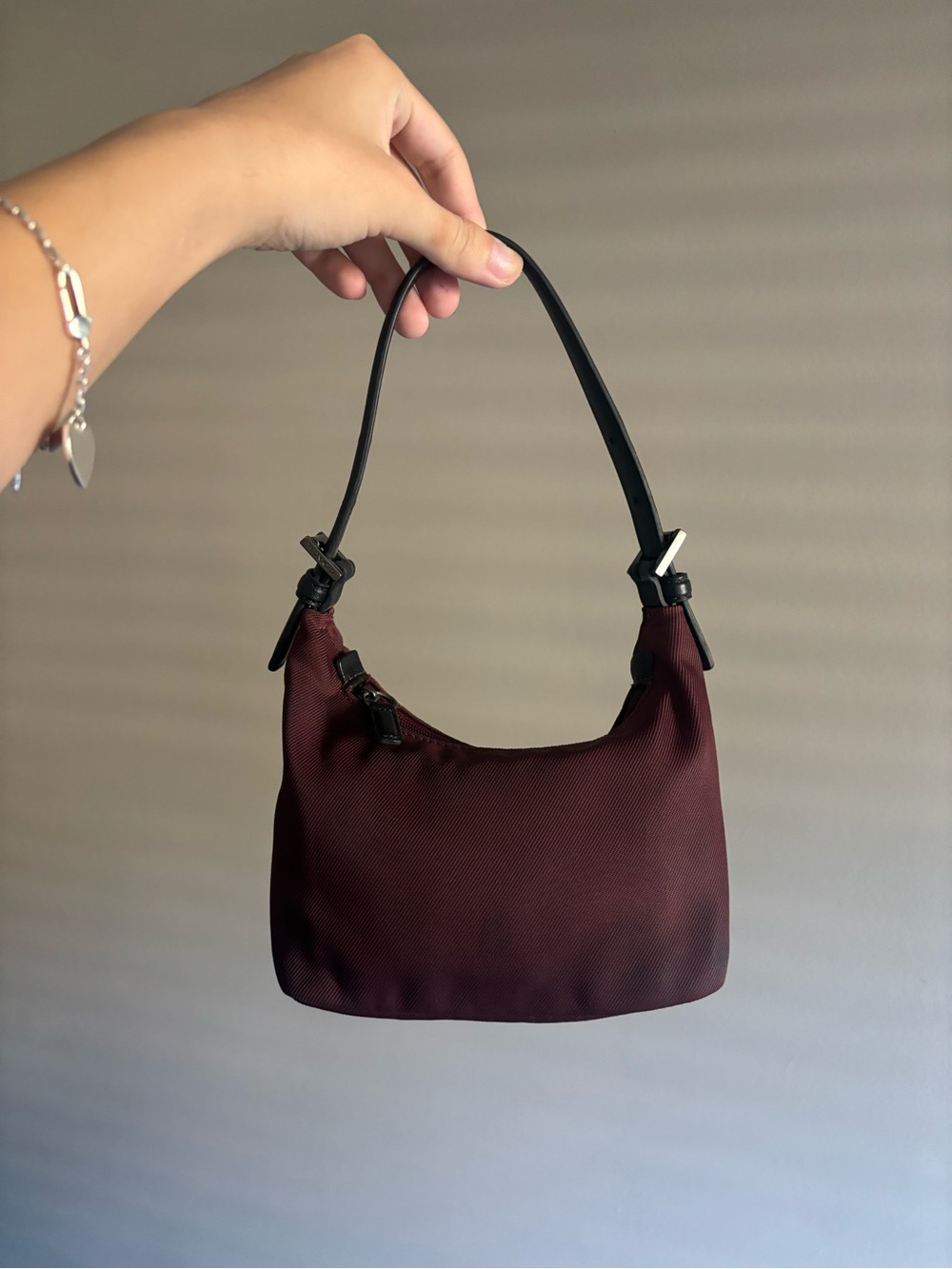 Y2k Coach burgundy mini nylon shoulder bag vintage